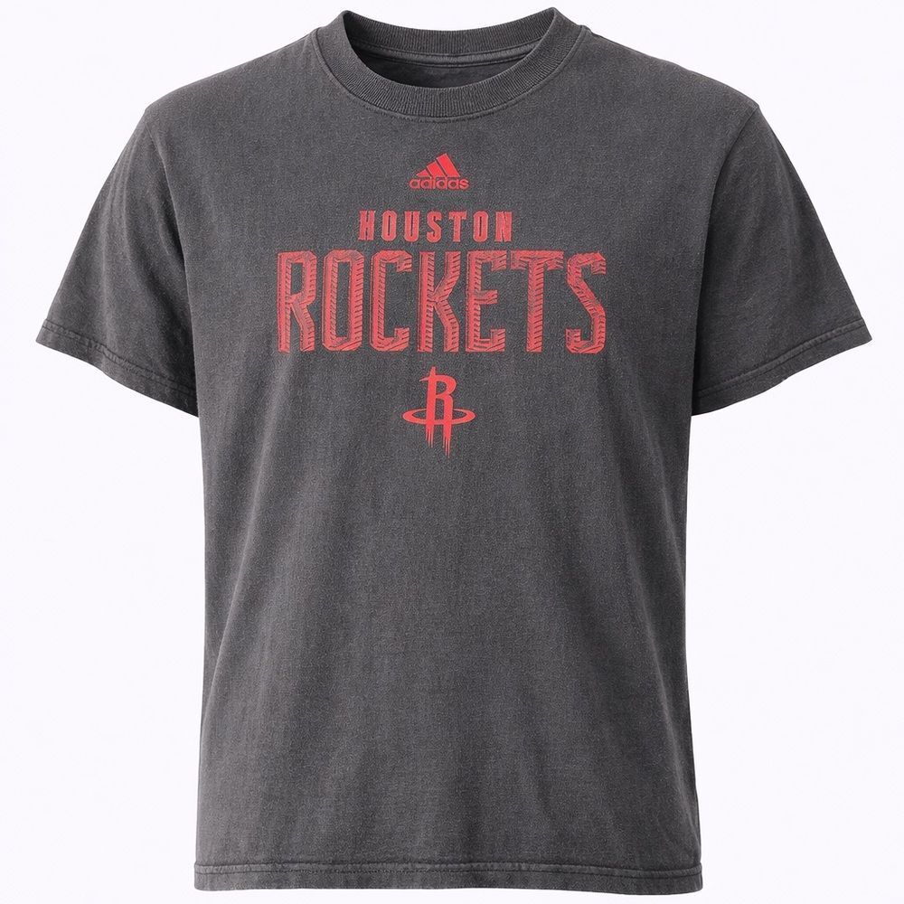 Adidas Houston Rockets NBA T-Shirt Gray Graphic Tee Basketball Mens